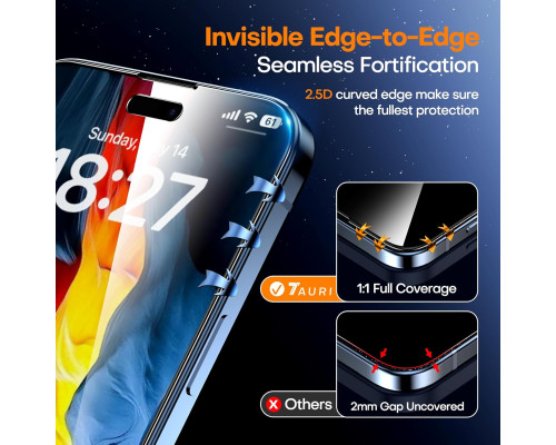 Комплект захисного скла антишпигун для iPhone 16 Pro Max