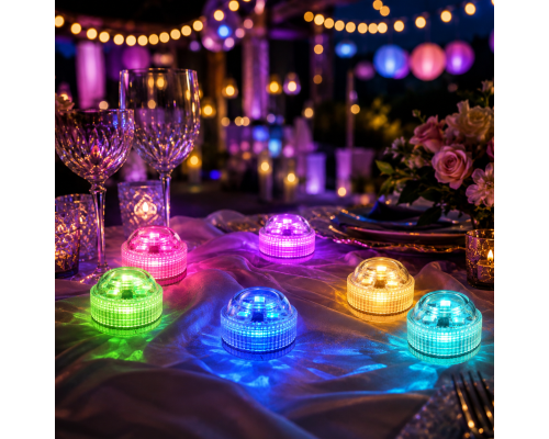 Підводні RGB LED світильники для басейну з пультом, на батарейках, комплект 4 шт