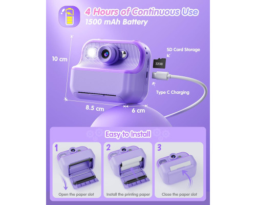 Дитячий фотоапарат миттєвого друку Full HD з дисплеєм 2.4