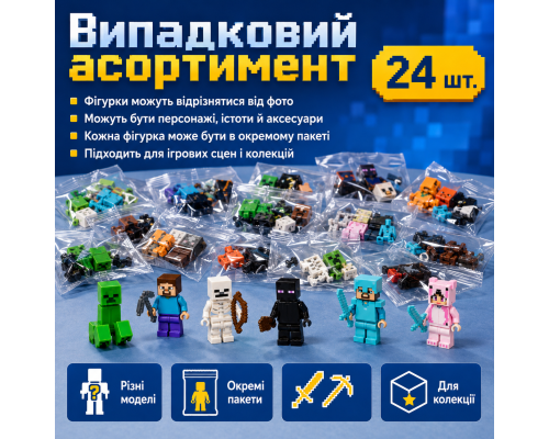 Набір міні-фігурок у стилі блочного світу (Комплект 24шт)