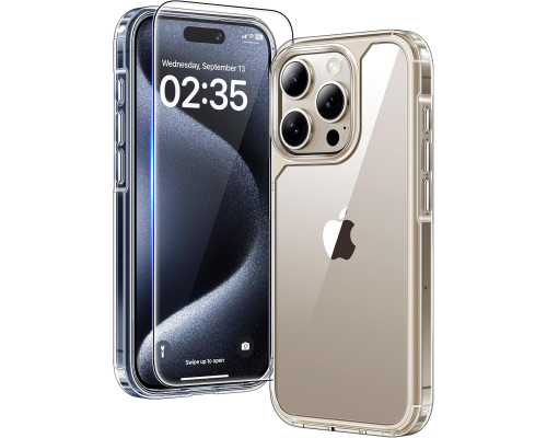 Прозорий чохол для iPhone 15 Pro з захисним склом