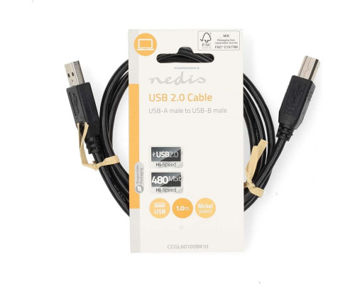 USB-Кабель NEDIS USB 2.0 (роз’єми A–B) для принтера/сканера/жорсткого диска