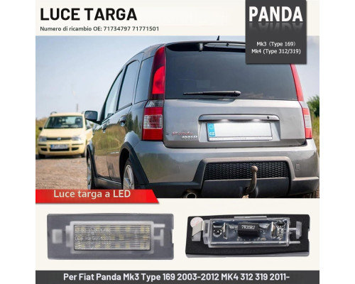 Комплект LED-підсвічування номерного знака для Fiat Panda 6500K