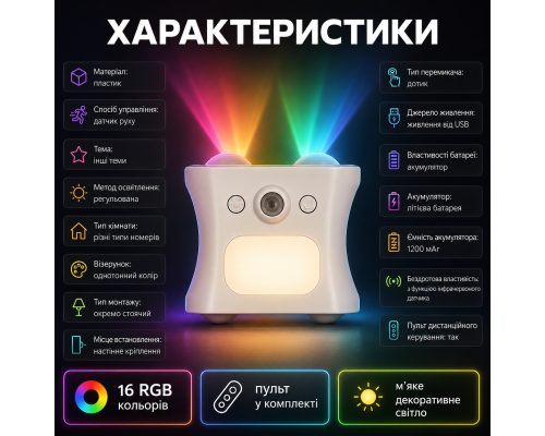 Акумуляторний RGB-світильник з пультом дистанційного керування