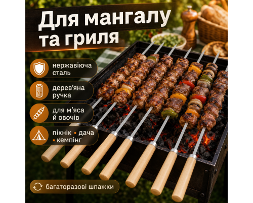 Металеві шампури-шпажки для шашлику