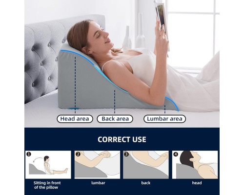 Ергономічна подушка-клин NOFFA для спини з піною Memory Foam