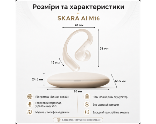 Бездротові навушники-перекладач Ai з онлайн-перекладом
