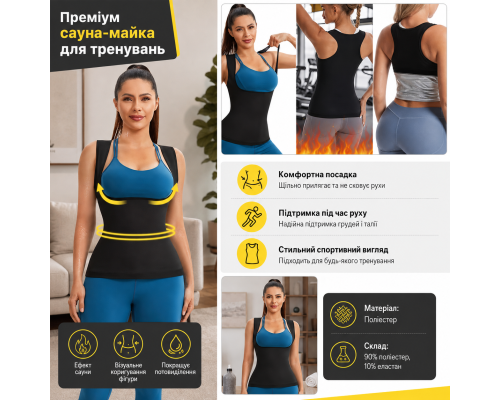 Жіноча сауна-майка для тренувань із підтримувальною посадкою в зоні грудей (розмір XXL)