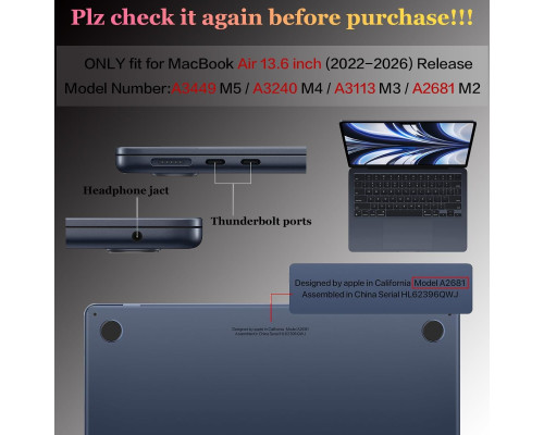 Чохол для MacBook Air 13,6 дюйма (моделі 2022–2026 рр.)