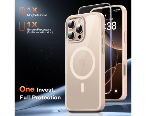 Магнітний чохол MagSafe для iPhone 16 Pro Max з захисним склом