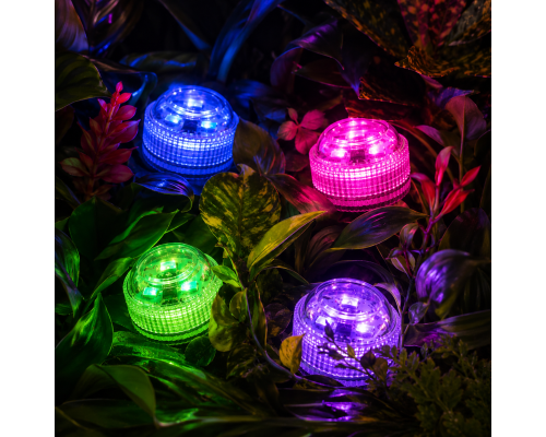 Підводні RGB LED світильники для басейну з пультом, на батарейках, комплект 4 шт