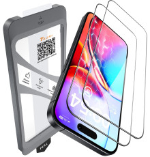 Захисне скло TAURI для iPhone 16 із рамкою для автоматичного встановлення 2 шт