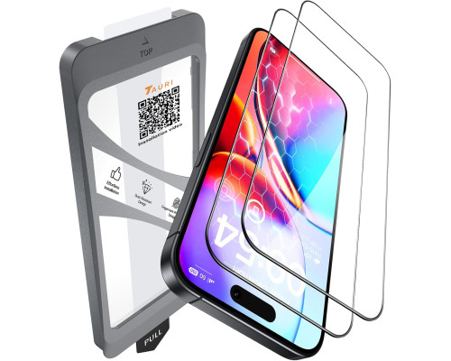 Захисне скло TAURI для iPhone 16 із рамкою для автоматичного встановлення 2 шт