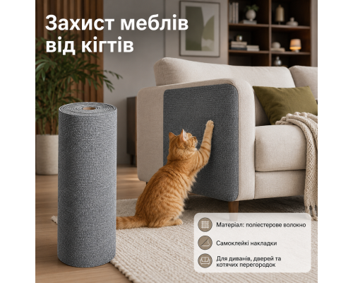 Самоклейкий захист меблів від кігтів котів 40×200 см