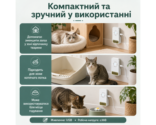 USB очищувач повітря та нейтралізатор запахів для дому, авто і зони тварин