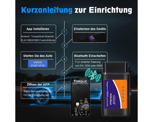 Автосканер OBD2 Bluetooth Beizkna для iOS / Android / Windows діагностичний адаптер