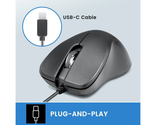 Дротова ергономічна миша для ноутбуків та USB Type-C