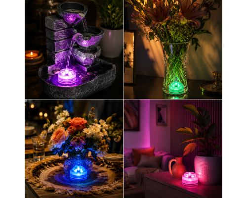 Підводні RGB LED світильники для басейну з пультом, на батарейках, комплект 4 шт