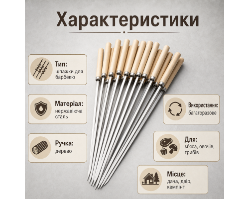 Металеві шампури-шпажки для шашлику