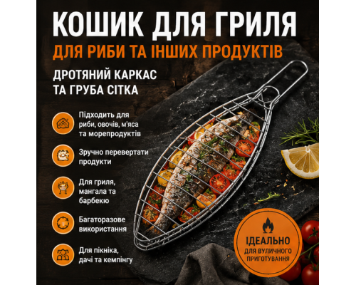 Металева решітка для риби з дротяним каркасом