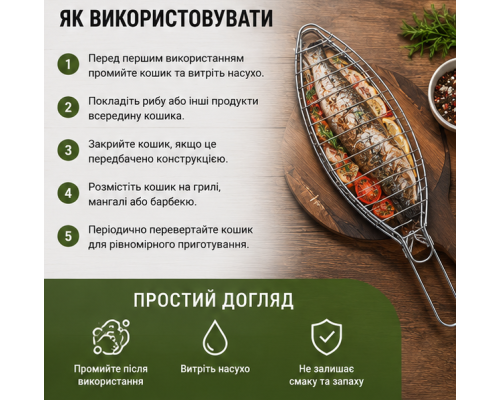 Металева решітка для риби з дротяним каркасом