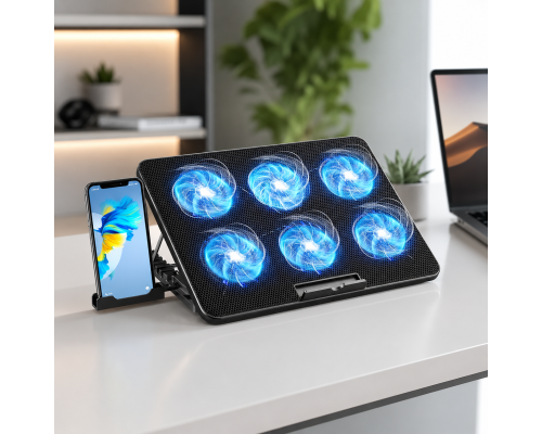 Підставка-охолоджувач для ноутбука з 6 тихими LED-вентиляторами та USB-живленням