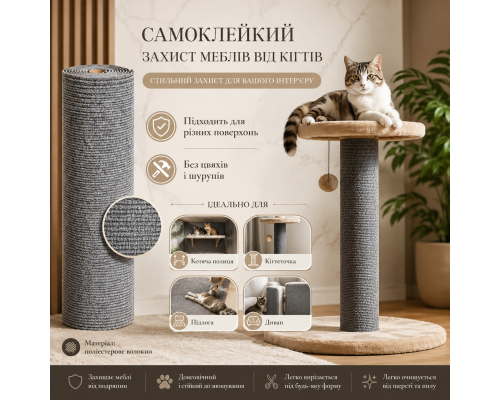 Самоклейкий захист меблів від кігтів котів 40×100 см