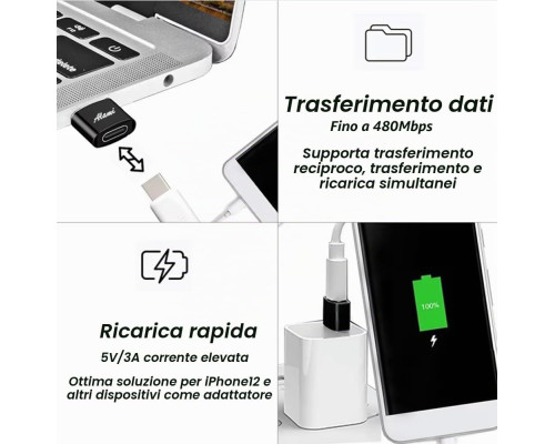 Комплект перехідників USB Type-A на USB Type-C для пристроїв Apple та Samsung 3 шт.