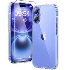 Прозорий чохол TAURI для iPhone 16 Plus із захисним склом у комплекті
