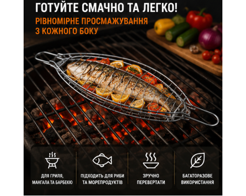 Металева решітка для риби з дротяним каркасом