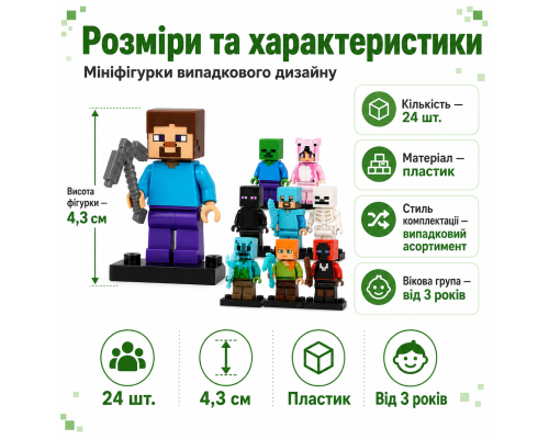 Набір міні-фігурок у стилі блочного світу (Комплект 24шт)