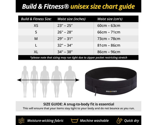 Поясна сумка для бігу Build & Fitness з кишенями на блискавці (Розмір S)