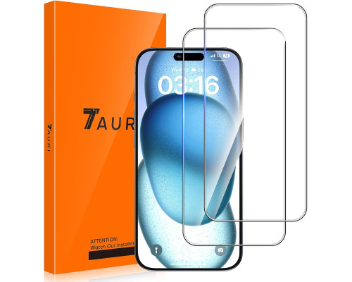 Захисне скло TAURI для iPhone 15 / iPhone 15 Pro протиударне 2 шт