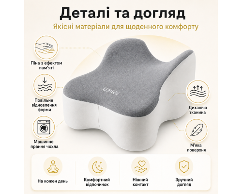 Ортопедична подушка ELHIVE для колін з ефектом пам'яті