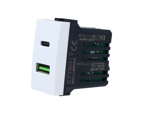 USB-розетка ZOREI USB типу C + USB-A 3.1A