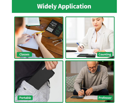 Складаний науковий калькулятор із письмовим планшетом 6,5-дюйма + стилус, чорний