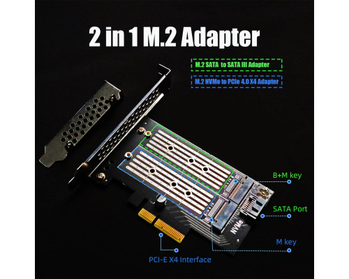 Адаптер GLOTRENDS PA12 Dual M.2 SSD PCIe X4 без радіатора