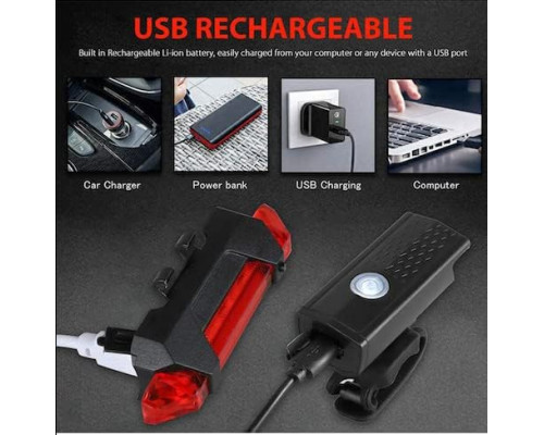 Передні та задні велосипедні ліхтарі, USB-кабелі для заряджання