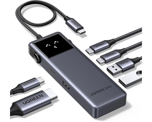 Концентратор UGREEN Uno 6 в 1 USB-C з портами передачі даних 10 Гбіт/с USB-C та USB-A