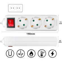 Подовжувач ExtraStar 3-кратний з вимикачем Save Energy 1.5 м 16A 3680 Вт