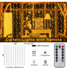 Гірлянда Ollny Curtain Lights для приміщень із 8 режимами