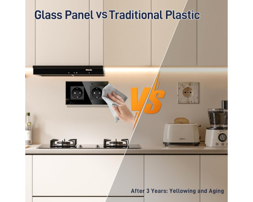 Подвійна USB-розетка BSEED Glass Schuko упаковка з 2 штук чорна