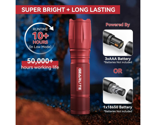 Світлодіодний ліхтарик 2000 люмен GEARLITE (червоний)