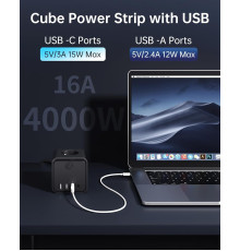 Подовжувач 7 в 1, розетки з USB 2 м KEMELO