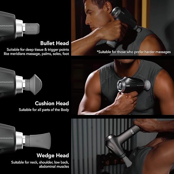 Масажний пістолет Breo MG2 5 швидкостей і 3 головки для полегшення болю в м’язах і скутості
