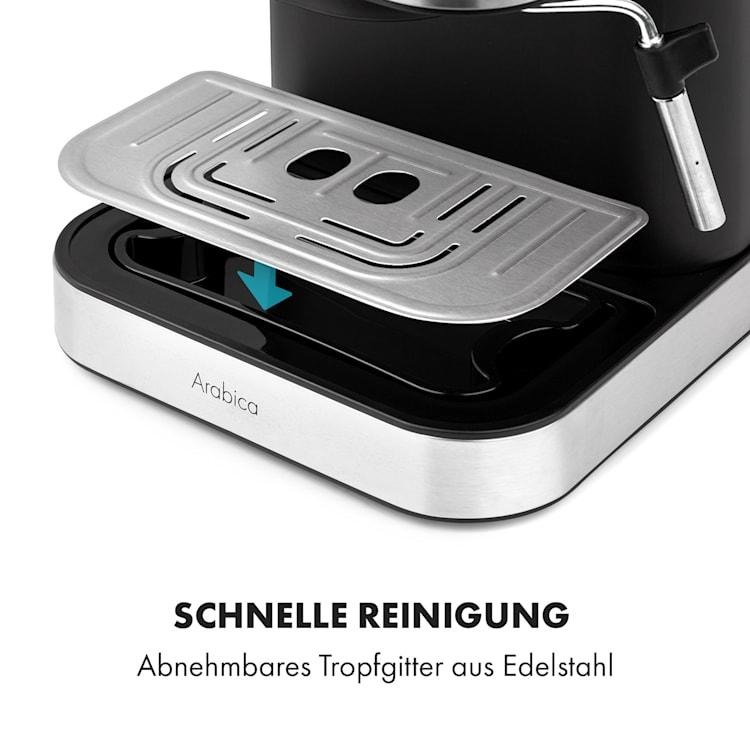 Кавомашина Klarstein Arabica 1050 Вт, 15 бар, 1,5 л чорний/сріблястий (10033729)