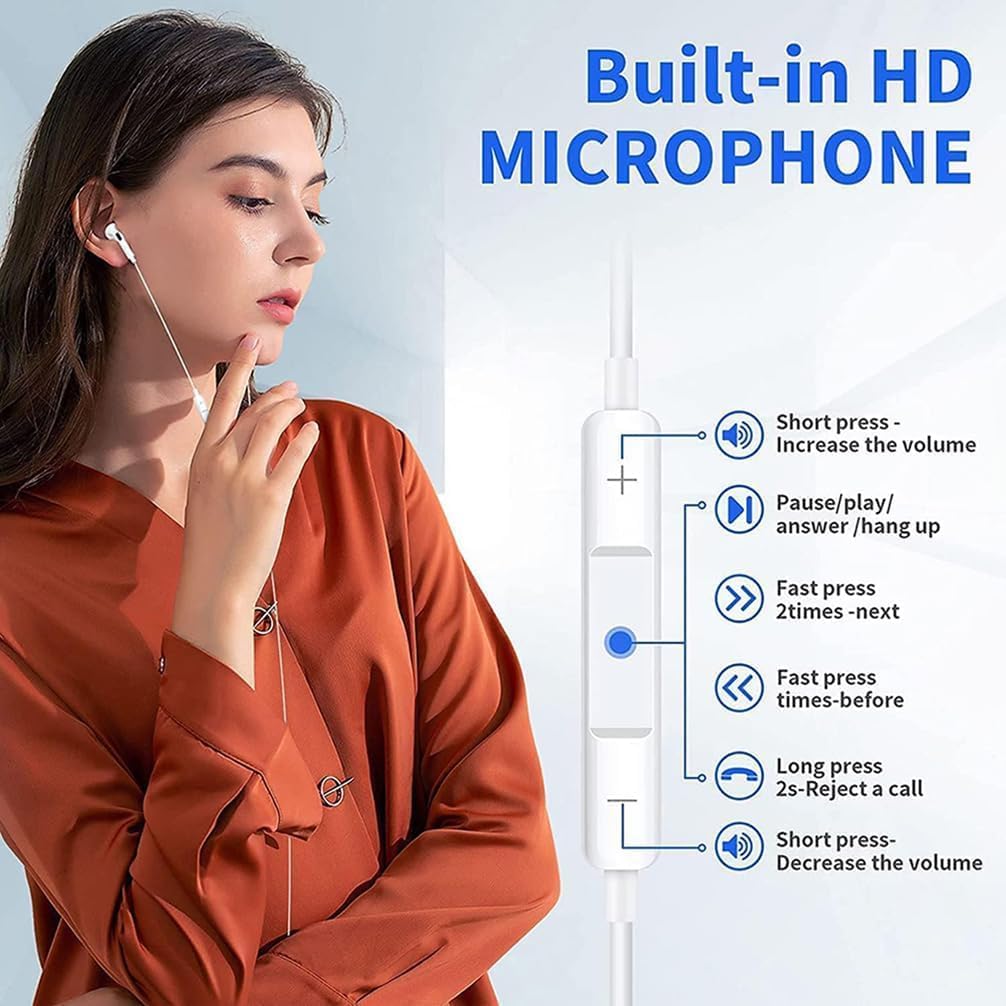 Провідні навушники для iPhone Lightning із вбудованим мікрофоном та регулятором гучності (2 шт. в упаковці)