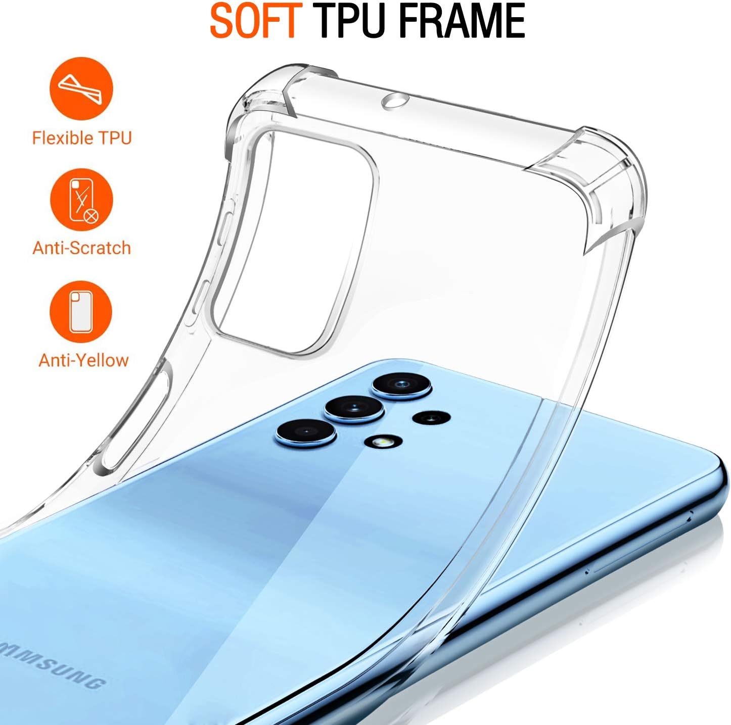 Прозорий чохол для Samsung Galaxy A32 4G + 3 захисні скла