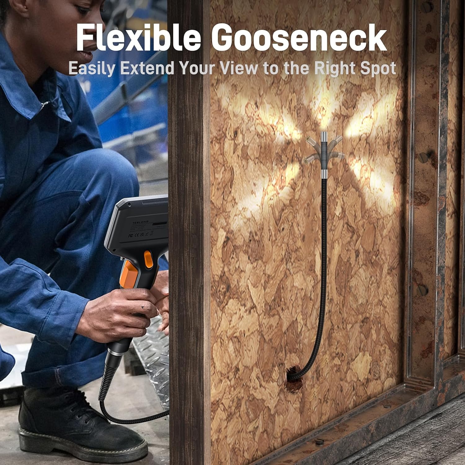 Ендоскопічна камера Teslong IPS з шарнірним зондом / бороскоп з підсвічуванням