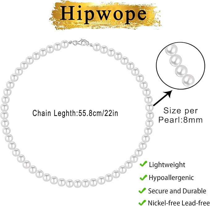 Перлинне намисто Hipwope  6/8 мм для чоловіків,  55 см